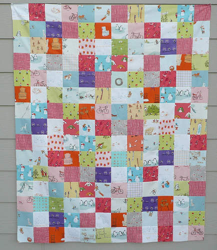 Munki flannel patchwork quilt top