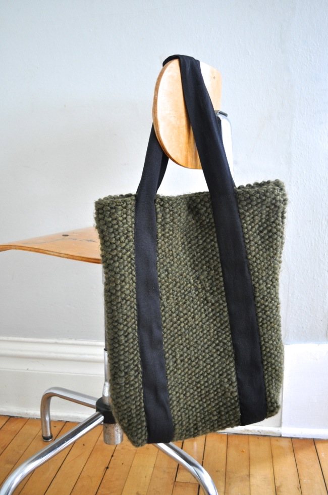 knitted tote with twill tape handles by elsie marley