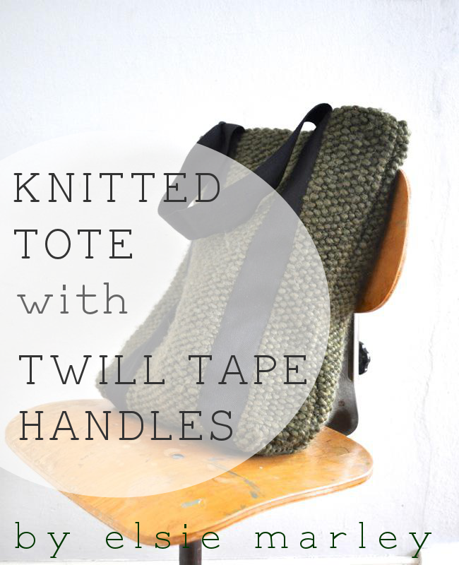 knitted tote with twill tape handles by elsie marley