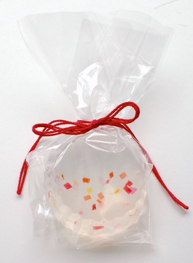 crafterhours confetti soap wrapped