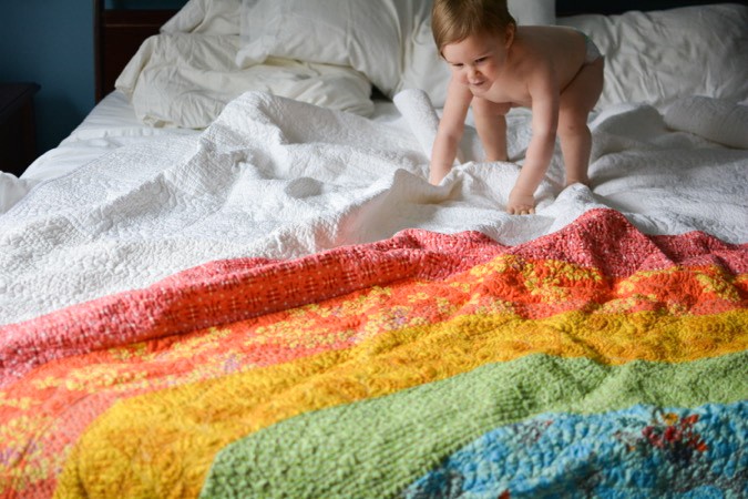 Giant GIANT Rainbow Quilt by crafterhours-21