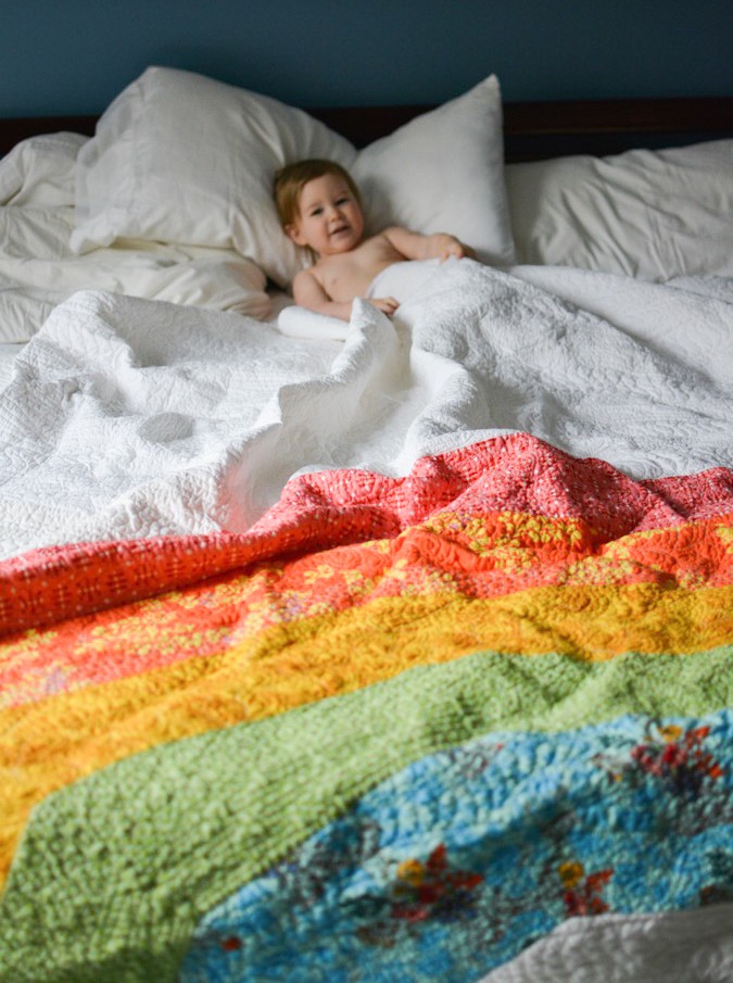 Giant GIANT Rainbow Quilt by crafterhours-24